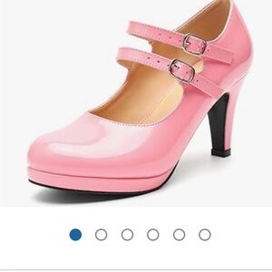 Chic Pink Double Strap Heels